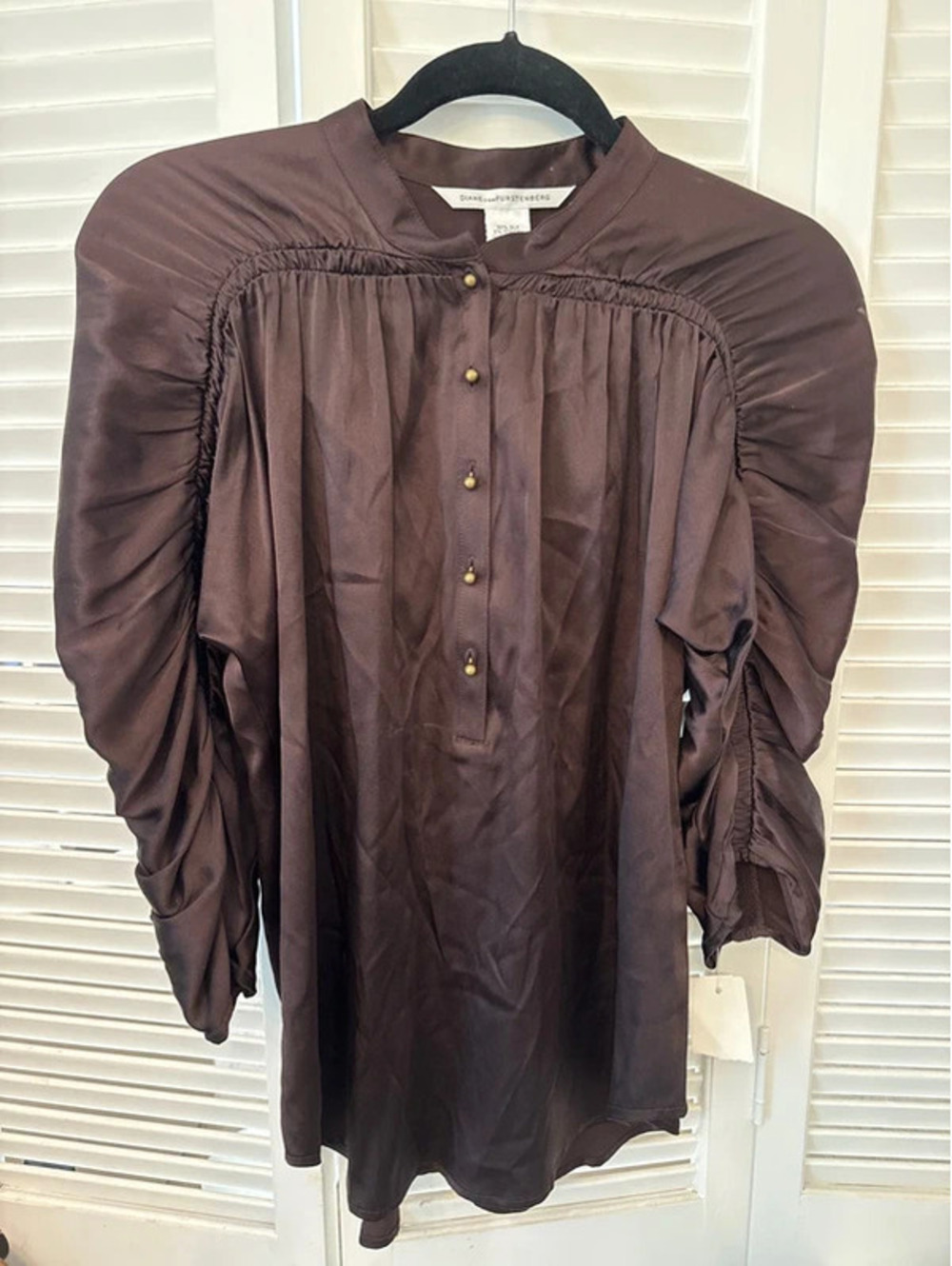 Diane von Furstenberg chocolate brown silk shirt